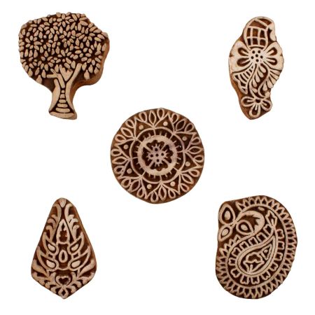 Set of 5 Piece New Mix Wooden Printing Blocks